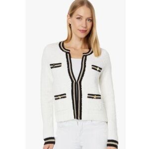 Lilly Pulitzer Nalayna Cream and Black Boucle Cardigan